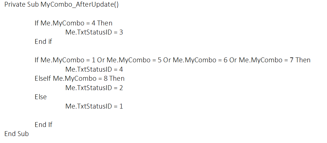 Using the Seltect Case Statment funtion in Access