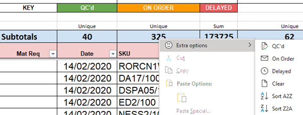 Production Planner Material Requirements