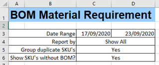 Production Planner material Requirements